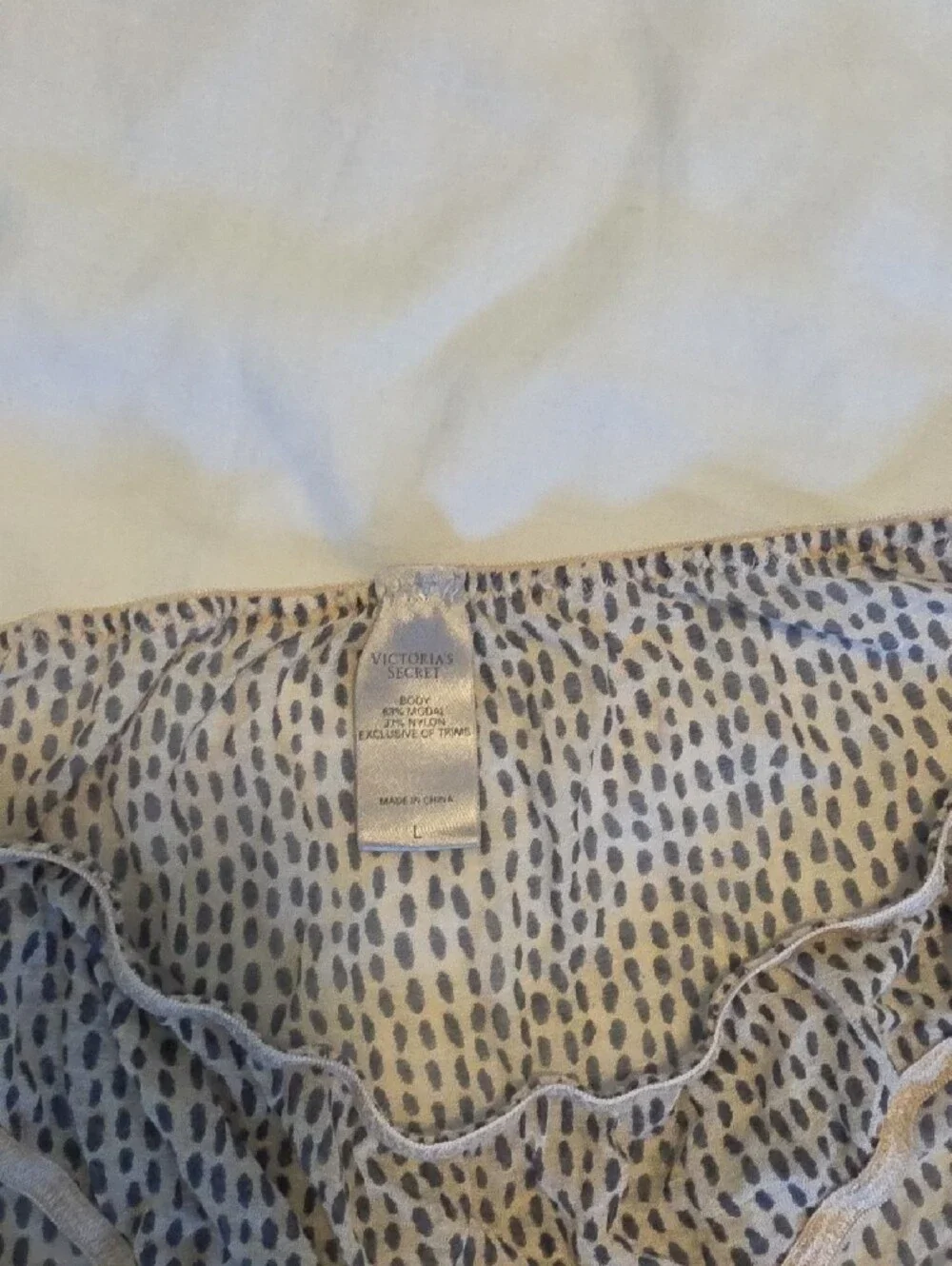 Victoria's Secret Vintage Champagne and Navy Babydoll & Bikini Set